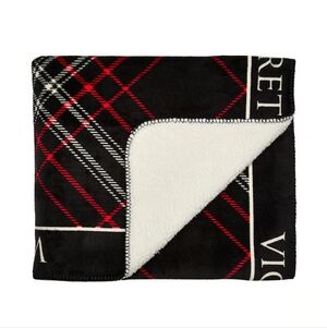 Victoria's Secret Black and Red Plaid Sherpa Blanket